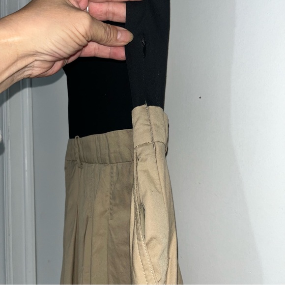 Zara Shoulder Pad Midi Dress Full Skirt Sand / Black - Picture 7 of 15